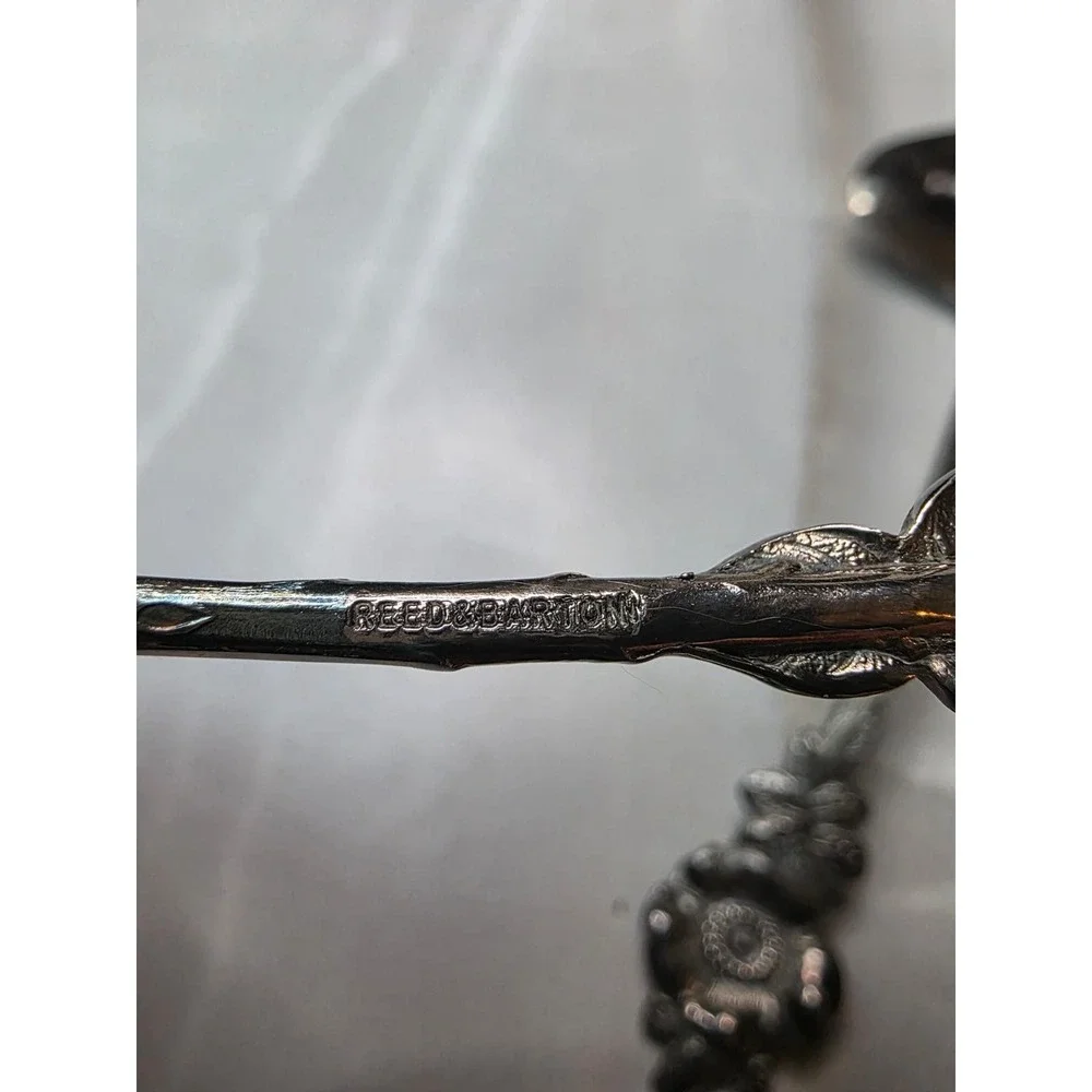 Reed & Barton Silverplate Floral Ladle and Leaf Spoon‎ Serving Set 2 Piece A6